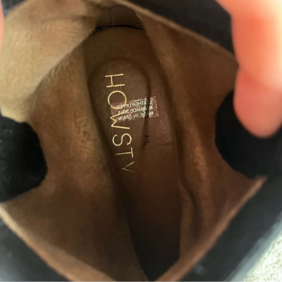 Anthropologie HOWSTY Nyla Suede Pull On Ankle Boots black western 37 / 6.5 - Picture 10 of 11
